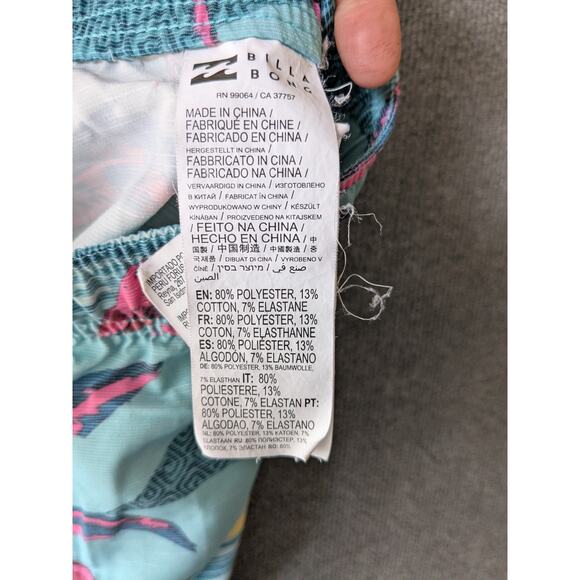 Billabong Swim Trunk Shorts Mens Large Sundays Layback Palm Teal Tropical Island - Picture 10 of 12